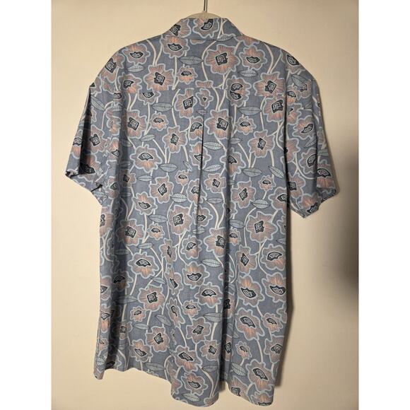 Rip Curl Hawaiian Shirt Blue Mens Light Blue Pink Floral Short Sleeve Sz L - Picture 5 of 8